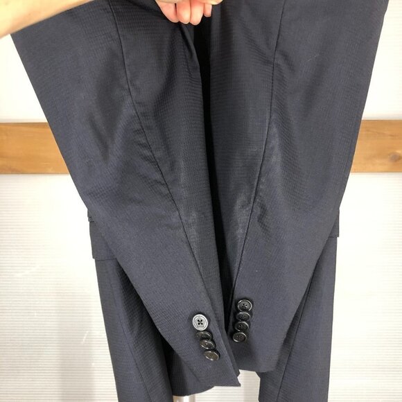 Z Zegna Drop 7 100% Wool Navy Check Trim Fit Blazer Jacket  ITA 48C =‎ US 38S - Picture 12 of 15